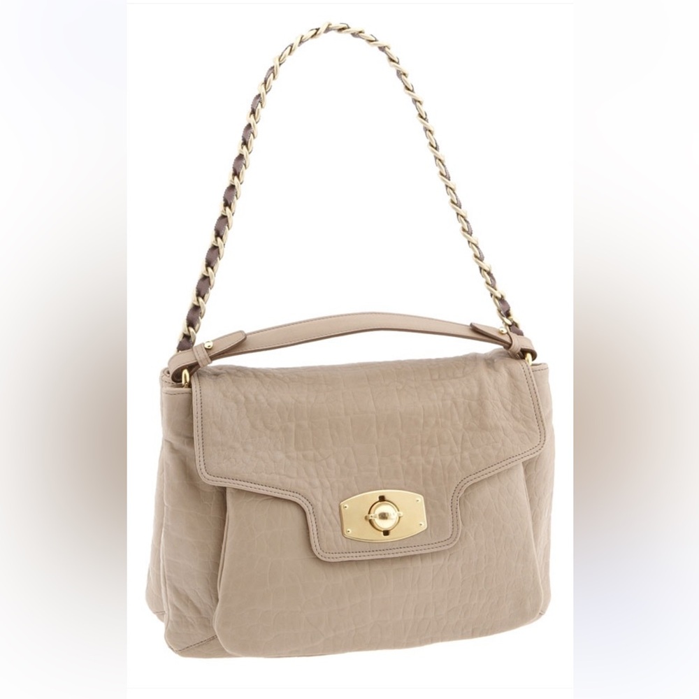 FURLA Cream Soft Leather Chain Bag Shoulder or Hand Carried